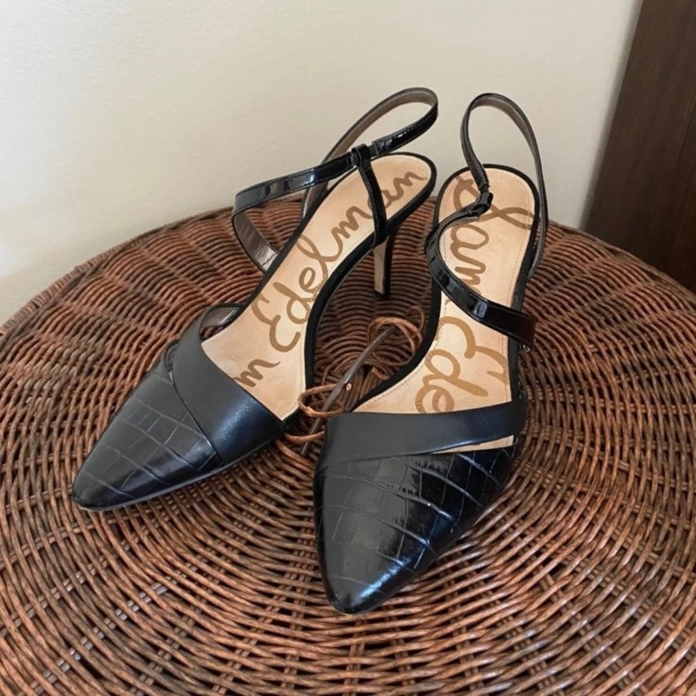 Sam Edelman Black Leather Kitten Heels